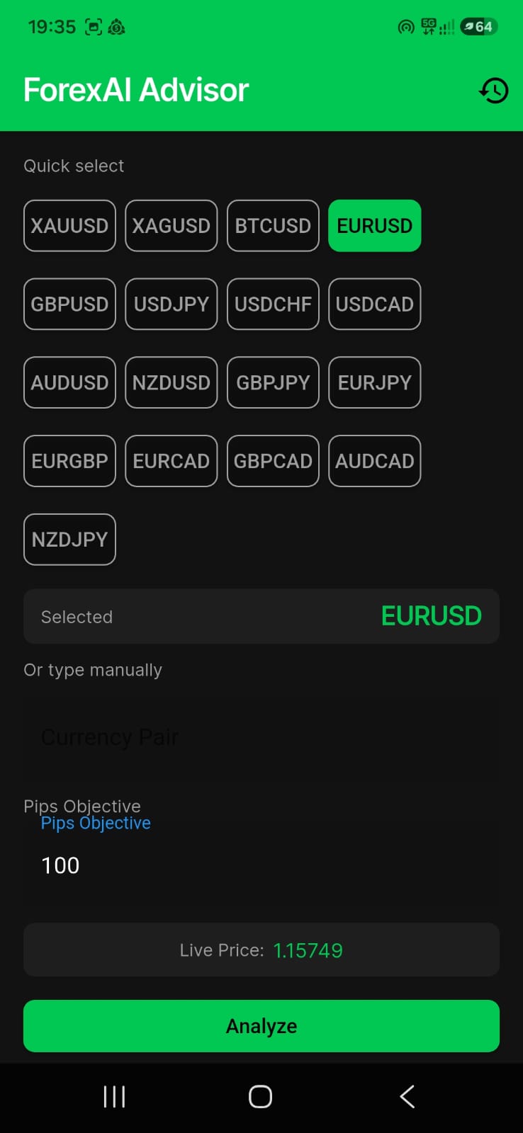 ForexAI pair selection
